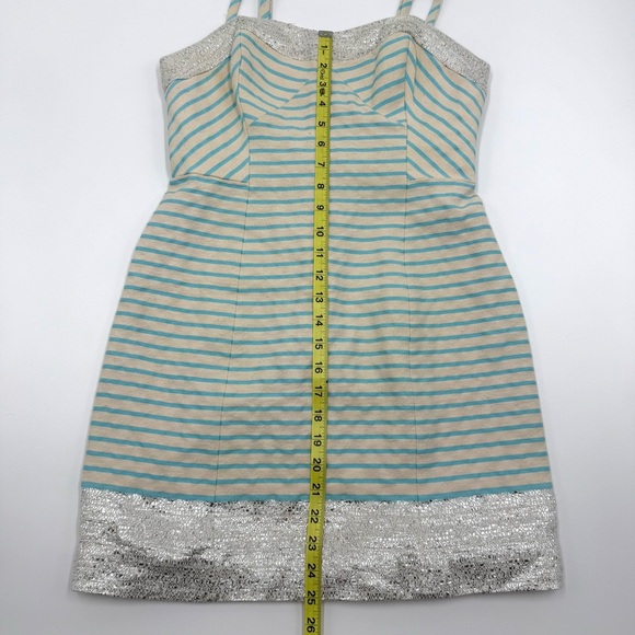 Lilly Pulitzer Women Remi Dress Blue Horizon Bayview Stripe 4 Metallic Strapless - Picture 11 of 16
